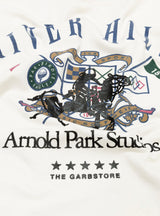 Vintage River Hills T-Shirt White by Arnold Park Studios at Couverture and The Garbstore close up