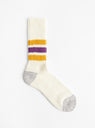 Coarse Ribbed Old School Socks Yellow & Purple by Rototo at Couverture & The Garbstore 