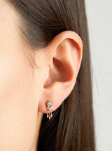 Light Green Tourmaline & Diamonds Single Earring Gold At Couverture And The Garbstore Model Shot