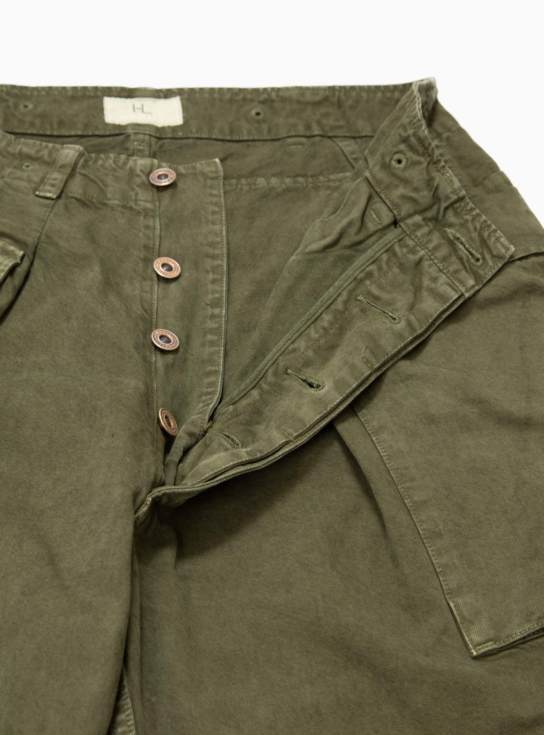 M44 Nep Denim Cargo Trousers Olive Drab