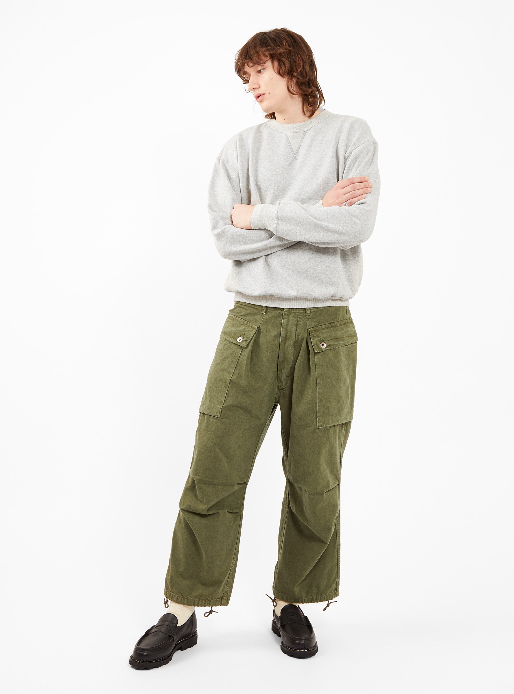 M44 Nep Denim Cargo Trousers Olive Drab