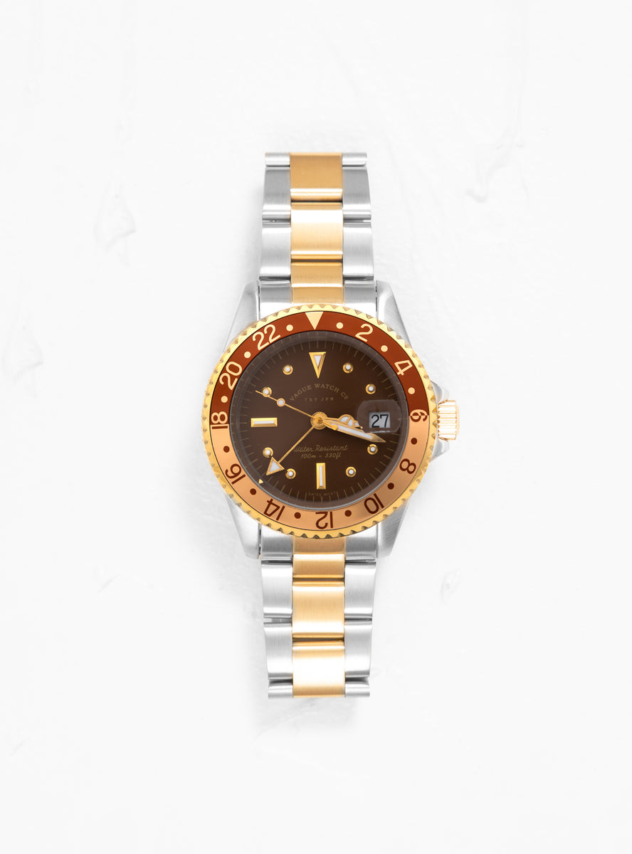 BRWN GMT 40 Diver Watch Brown, Gold & Silver