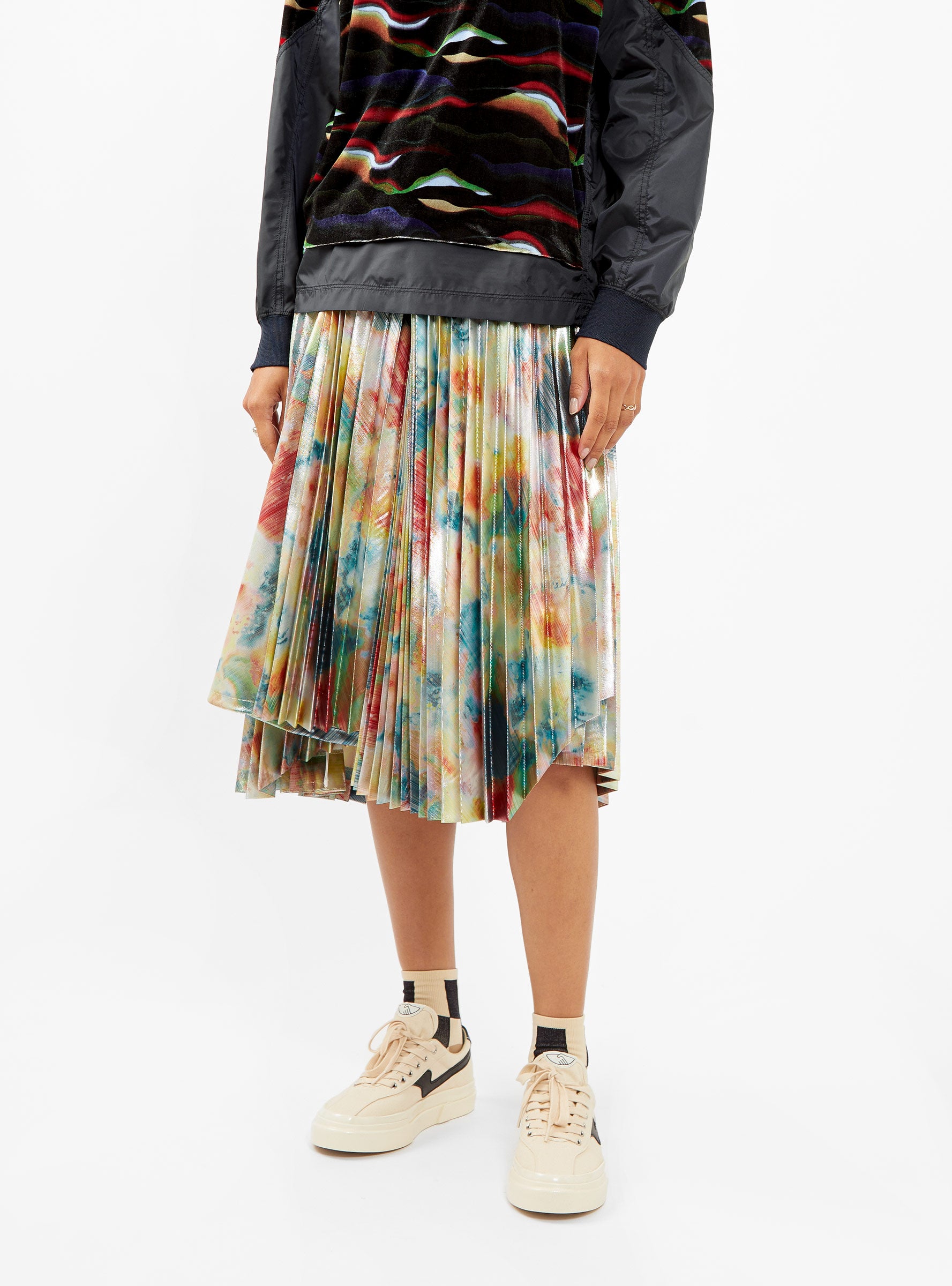 Metallic Print Skirt Silver & Multi