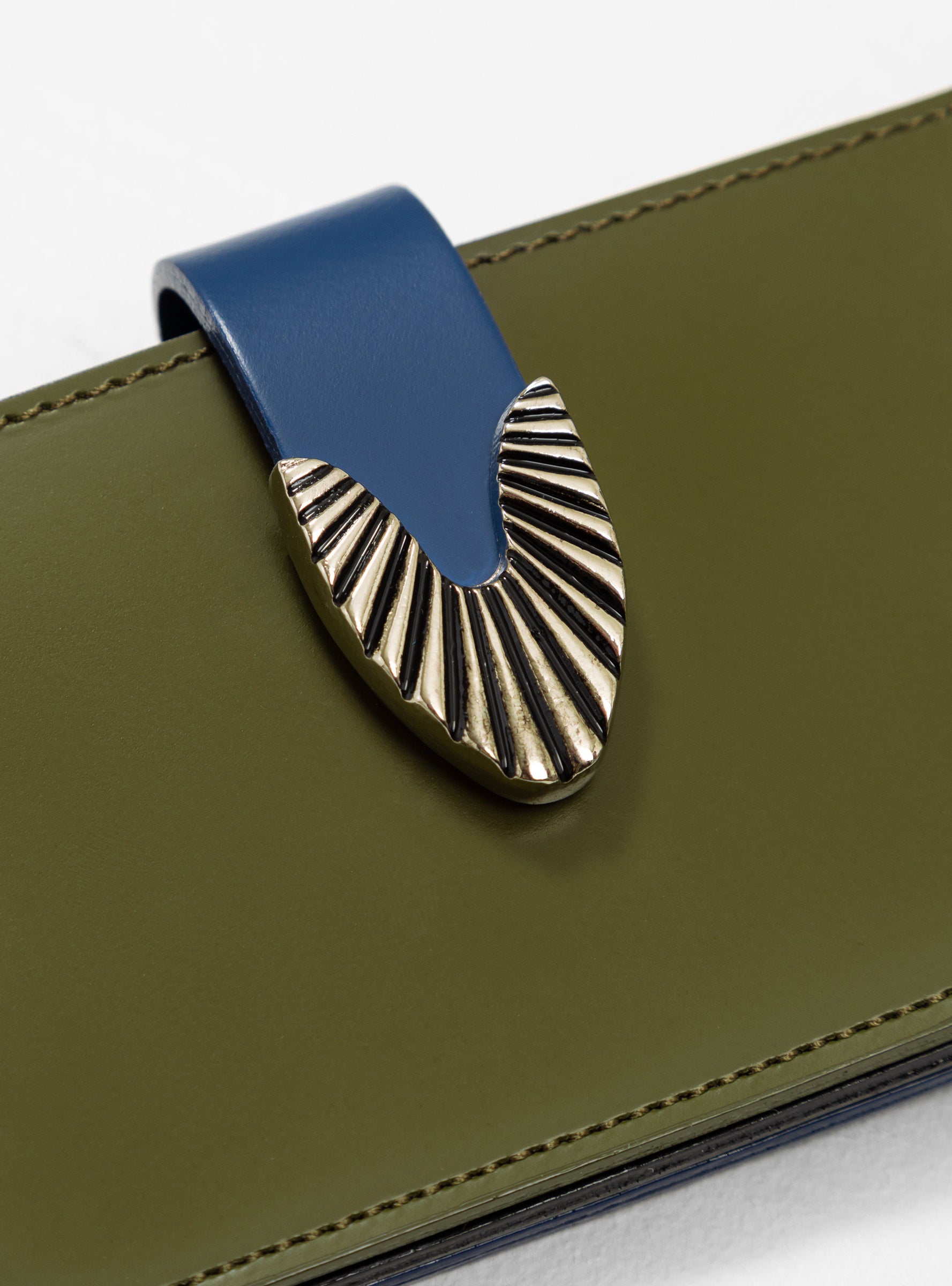 Small Leather Wallet Khaki & Blue by TOGA PULLA | Couverture & The