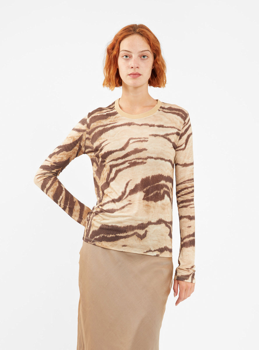 Tiger Print T-Shirt Beige & Brown