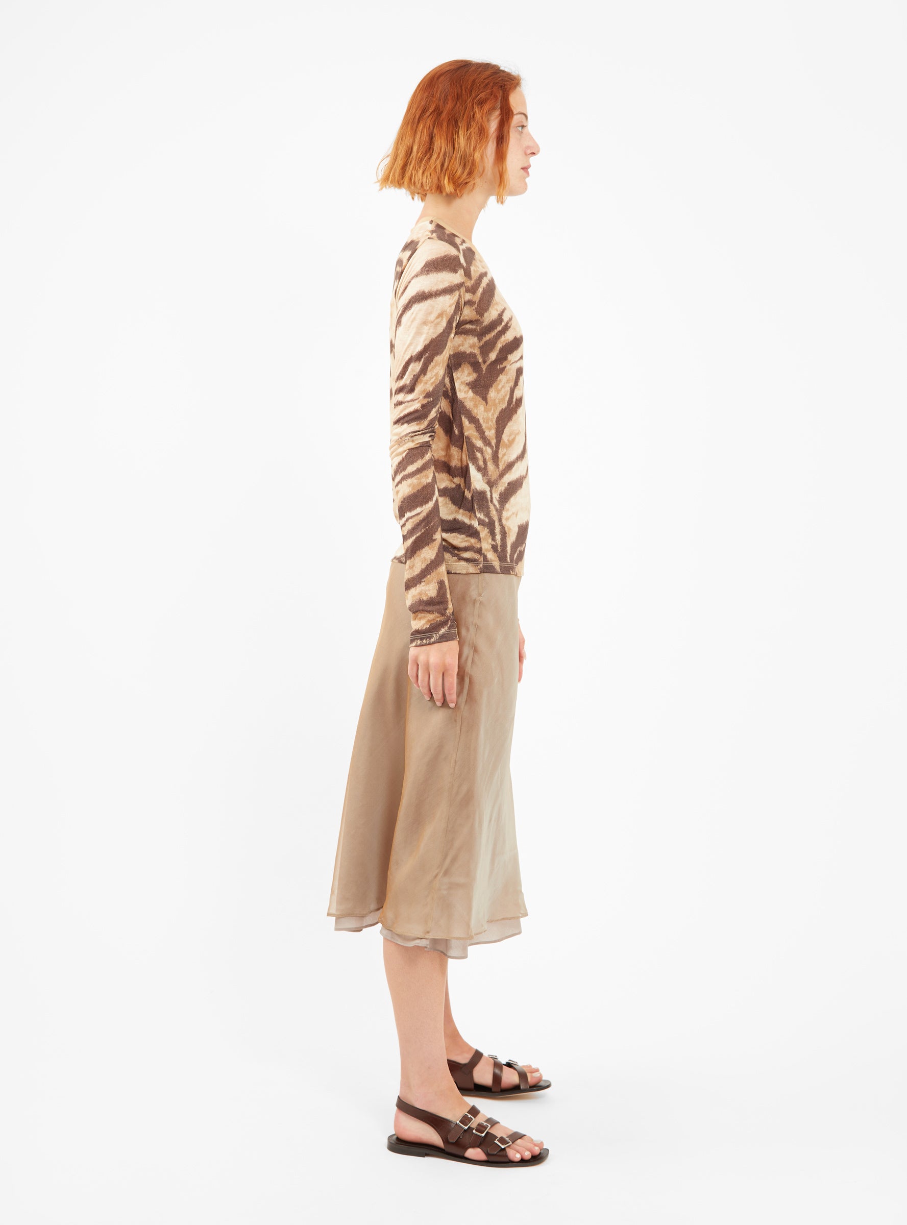 Tiger Print T-Shirt Beige & Brown