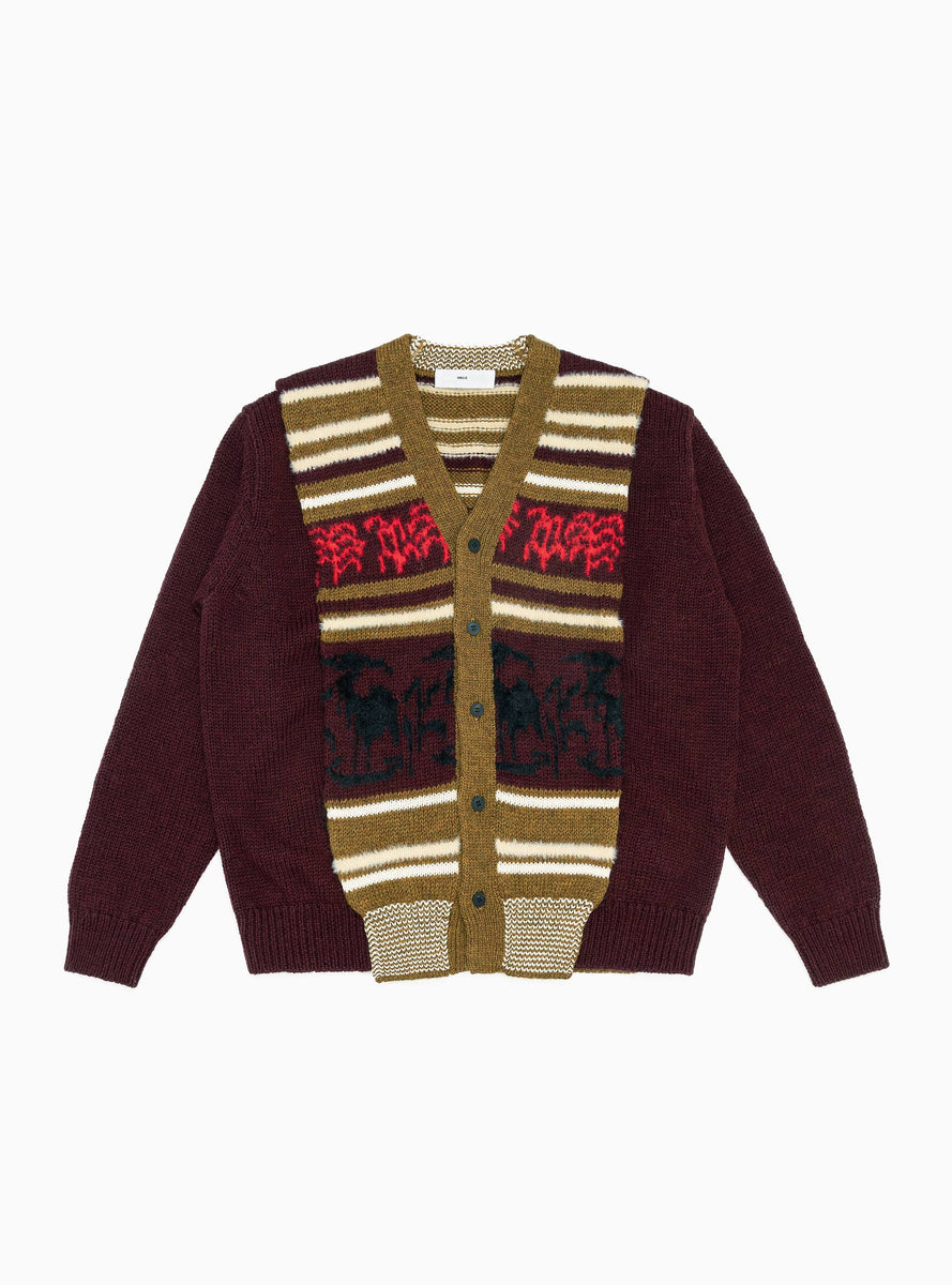 Wool Jacquard Knit Cardigan Dark Red by TOGA VIRILIS | Couverture