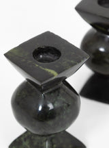 Short Pillar Candlesticks Green Leopard stone by Alessandra Williams | Couverture & The Garbstore