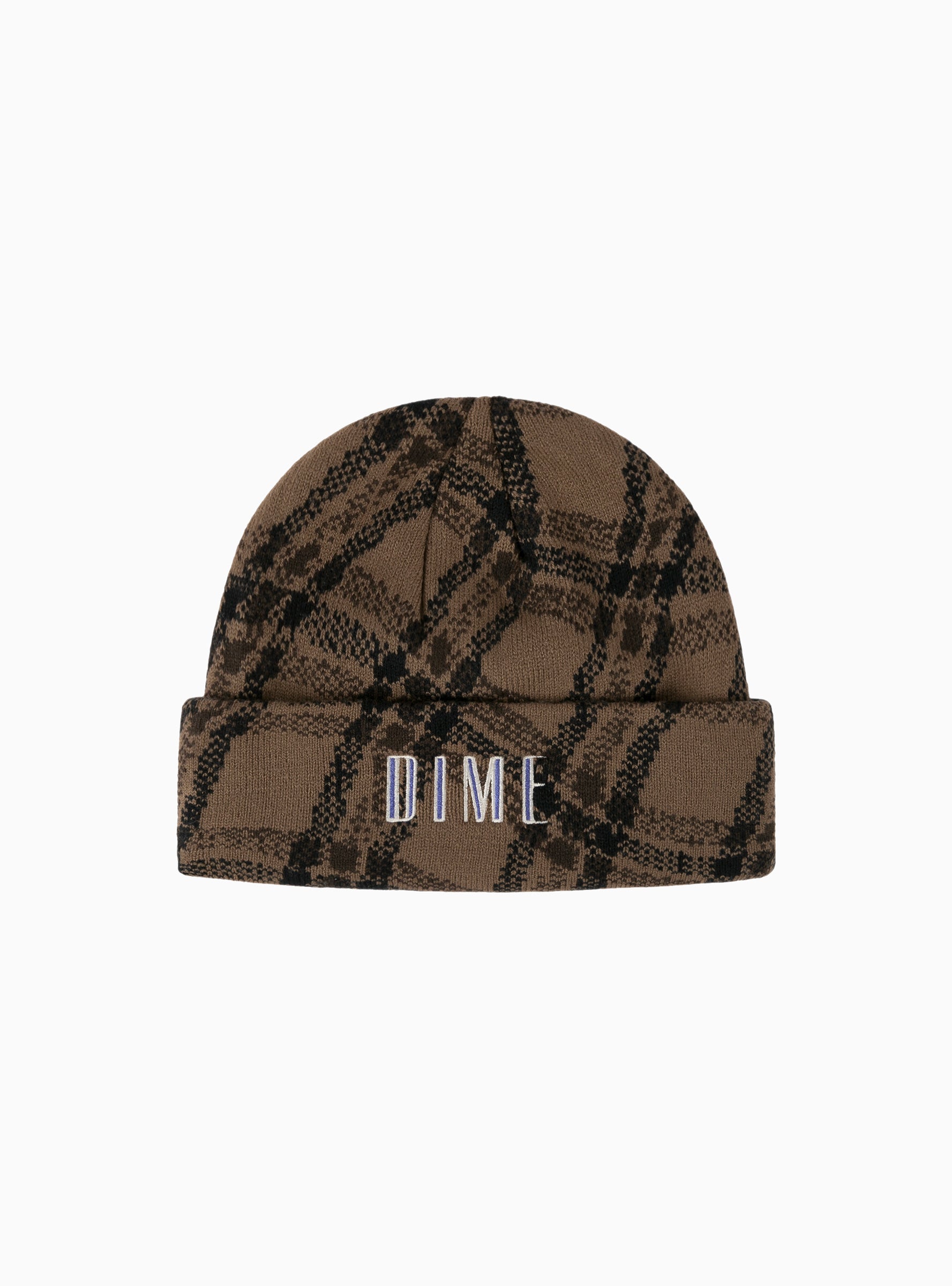 Wavy Plaid Cuff Beanie Wood