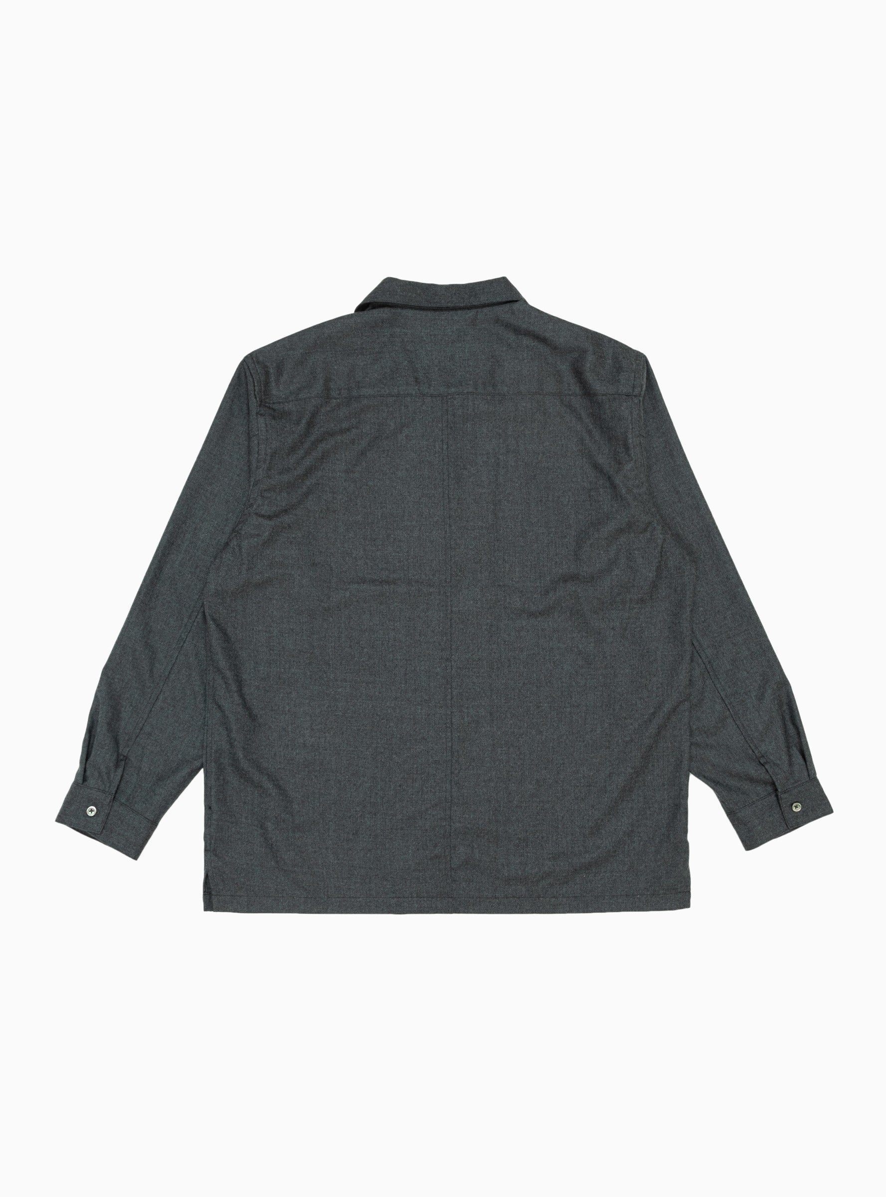 Open Collar Wool Shirt Blue Charcoal by Still By Hand | Couverture ...