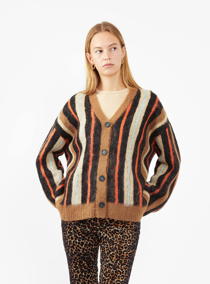 Emmerson Cardigan Brown & Orange Stripe by Rachel Comey