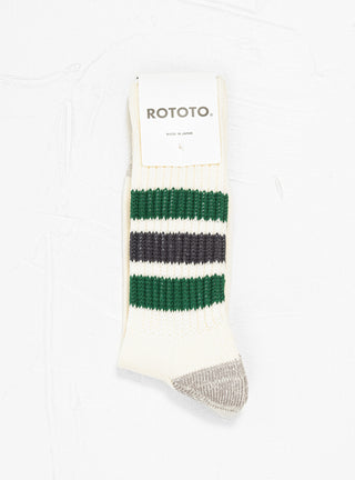 Coarse Ribbed Oldschool Socks Off White, Green & Charcoal by ROTOTO | Couverture & The Garbstore