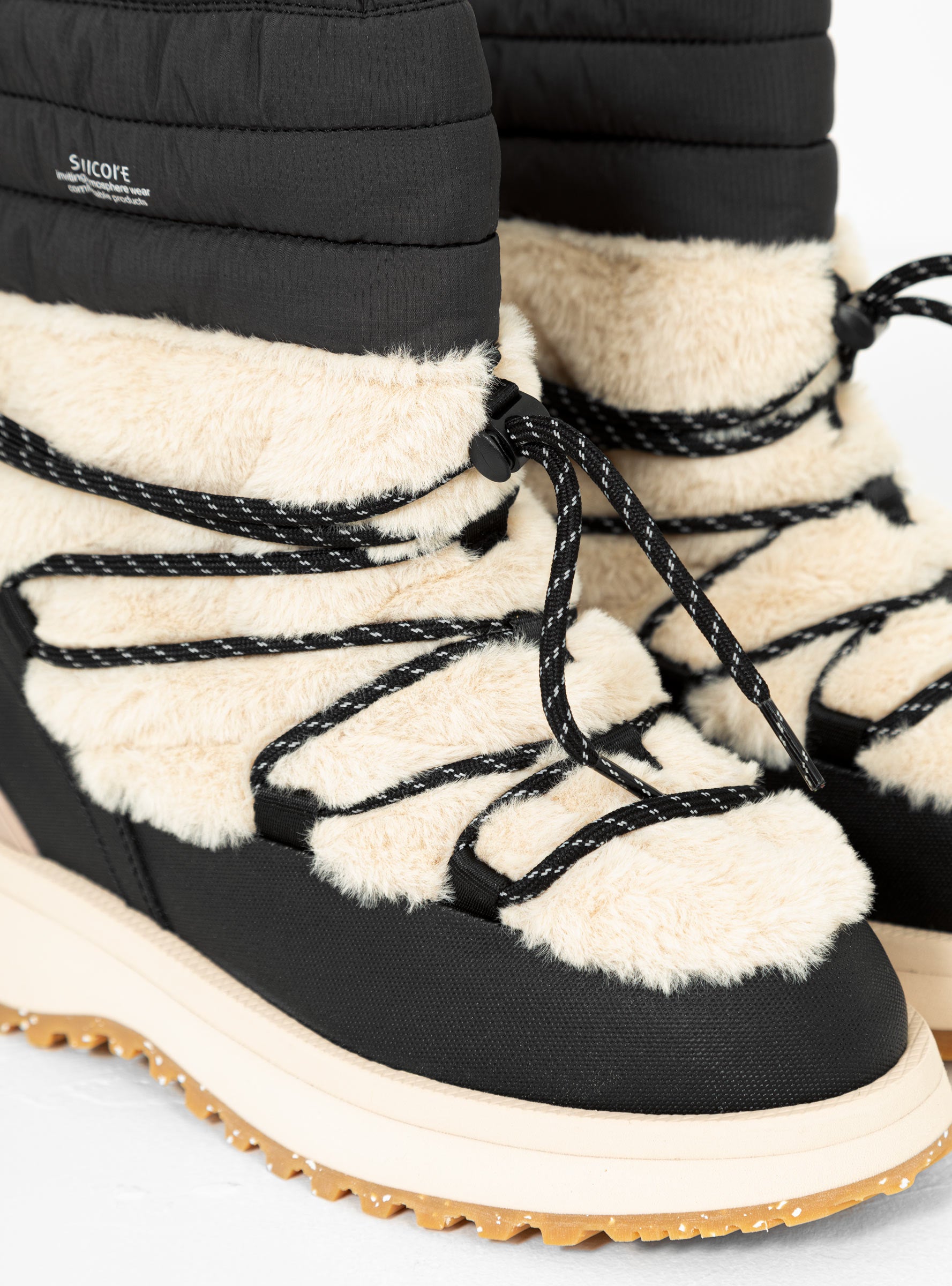 Bower-ab Hi Fur Boots Black & Beige by Suicoke | Couverture & The