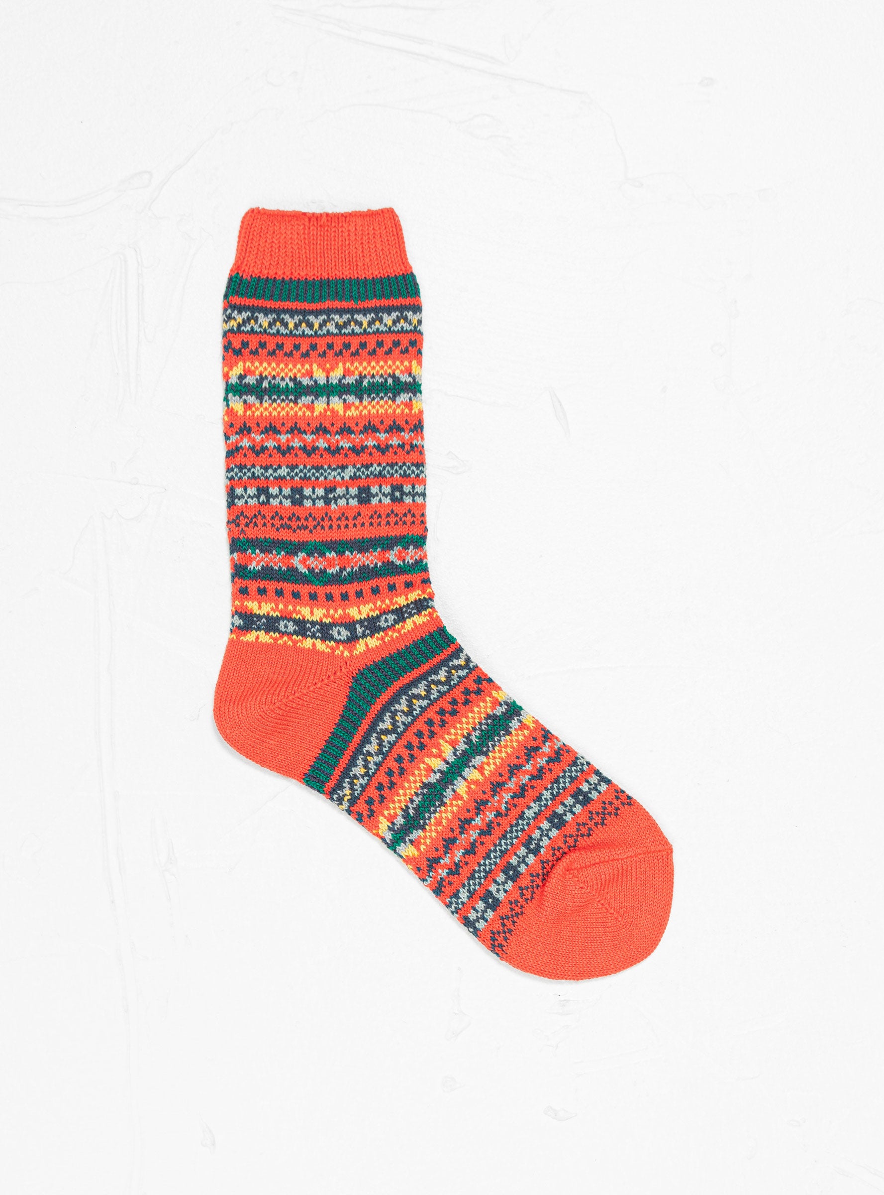 Fairisle Jacquard Crew Socks Red by ROTOTO | Couverture & The Garbstore