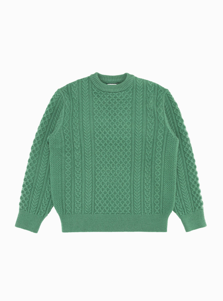 Reborn Wool Aran Sweater Green