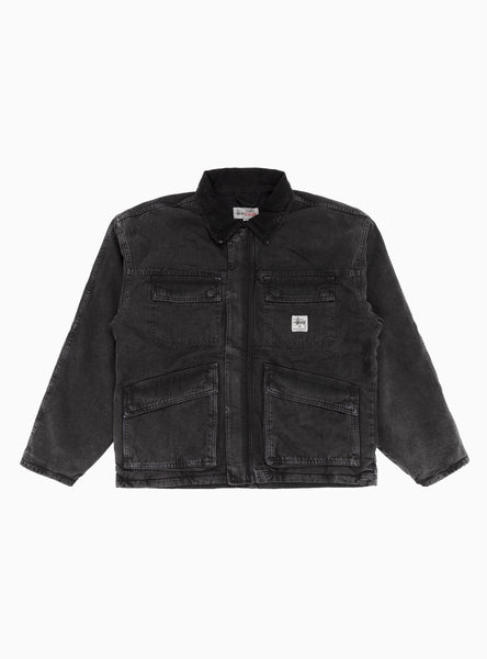 Washed Canvas Shop Jacket Black by Stüssy | Couverture & The