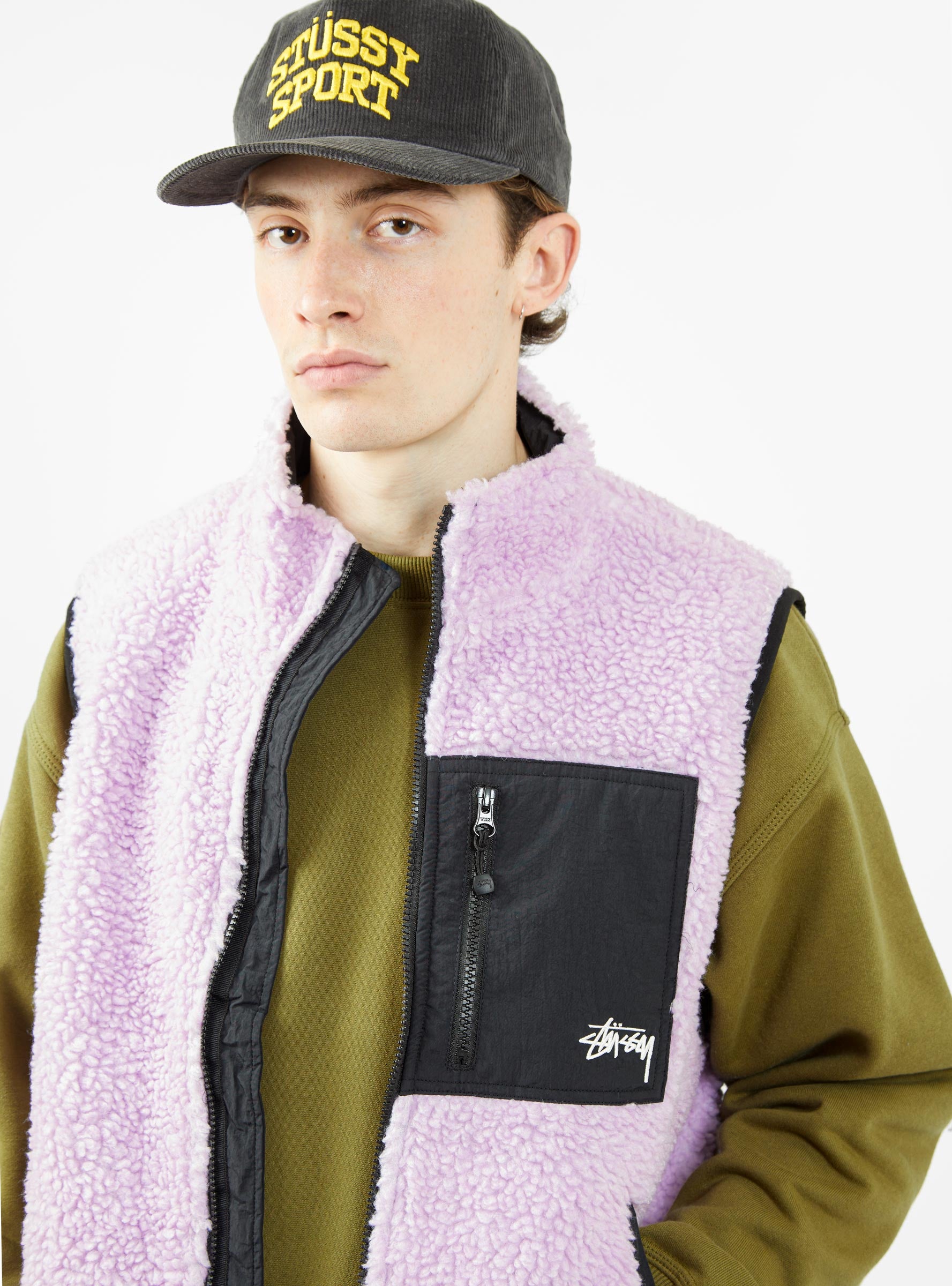 Sherpa Reversible Vest Lavender by Stüssy | Couverture & The