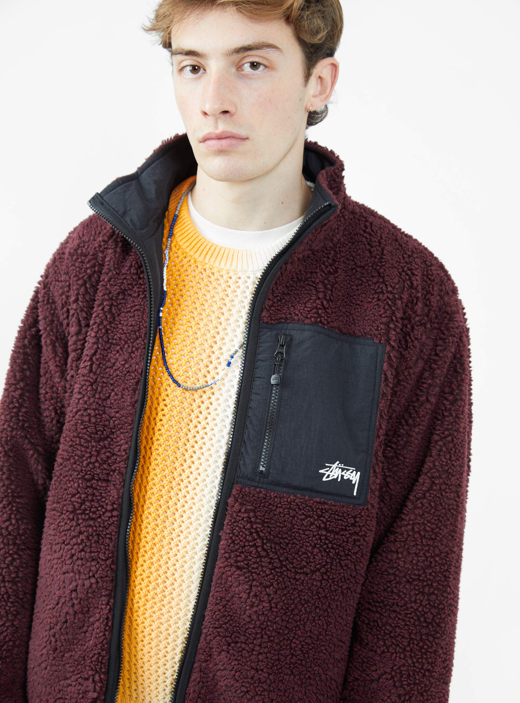 Sherpa Reversible Jacket Burgundy by Stüssy | Couverture & The Garbstore