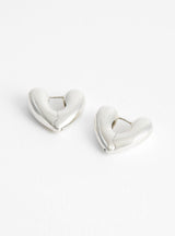 Heart Large Silver Hoop Earrings Annika Inez as a pair