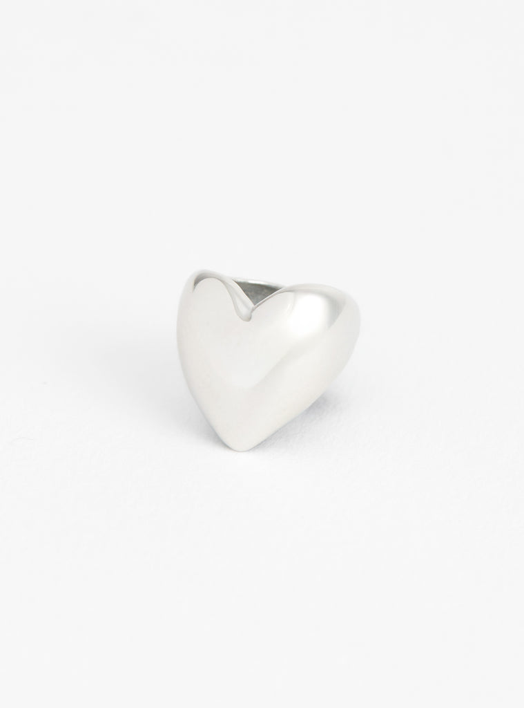 Heart Silver Earcuff At Couverture & The Garbstore By Annika Inez Close up Shot