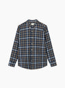 Grip Check Shirt Navy Check At Couverture & The Garbstore By forét Front Shot