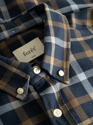 Grip Check Shirt Navy Check At Couverture & The Garbstore By forét Close up Shot