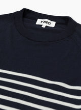 Suedehead Crewneck Knit Navy & Ecru YMC