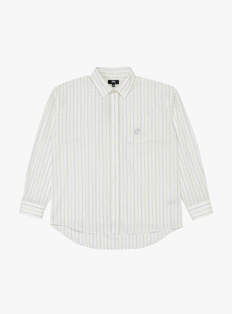 Stussy Classic LS Shirt Stripe White At Couverture & The Garbstore Front Shot