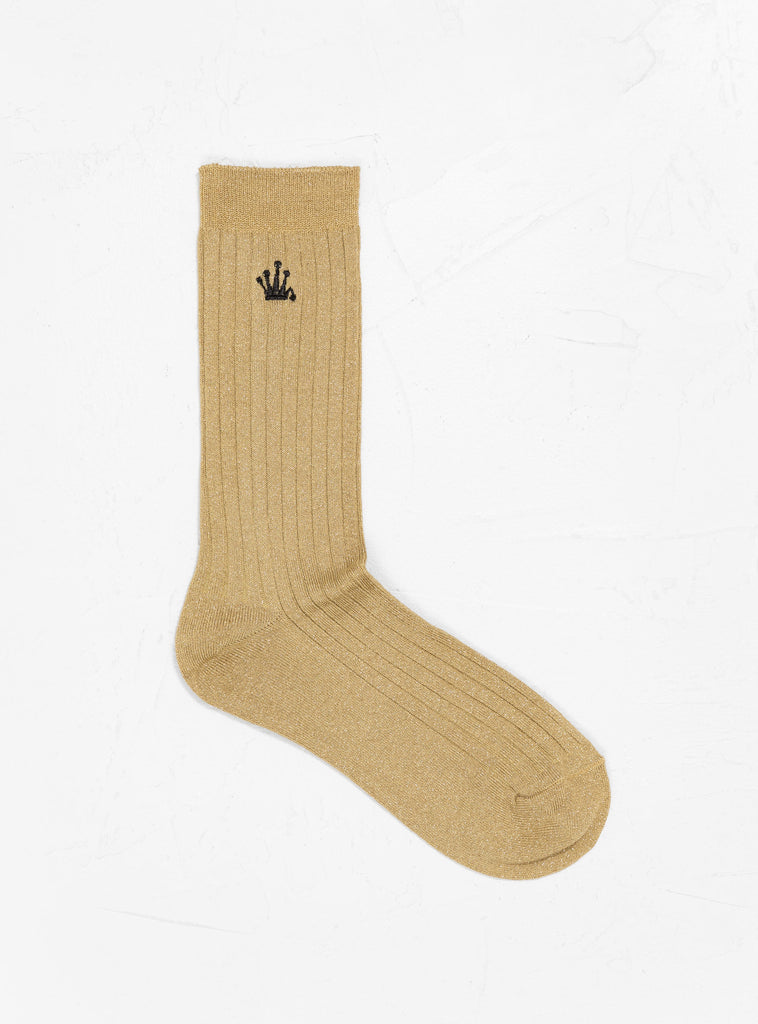 Stussy Metallic Crown Dress Sock Metallic Gold At Couverture & The Garbstore Front Shot