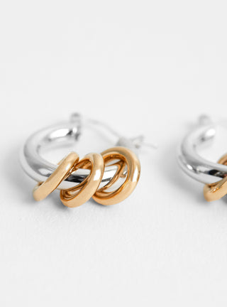 Filia Earrings Silver/Gold by Laura Lombardi at Couverture and The Garbstore close up