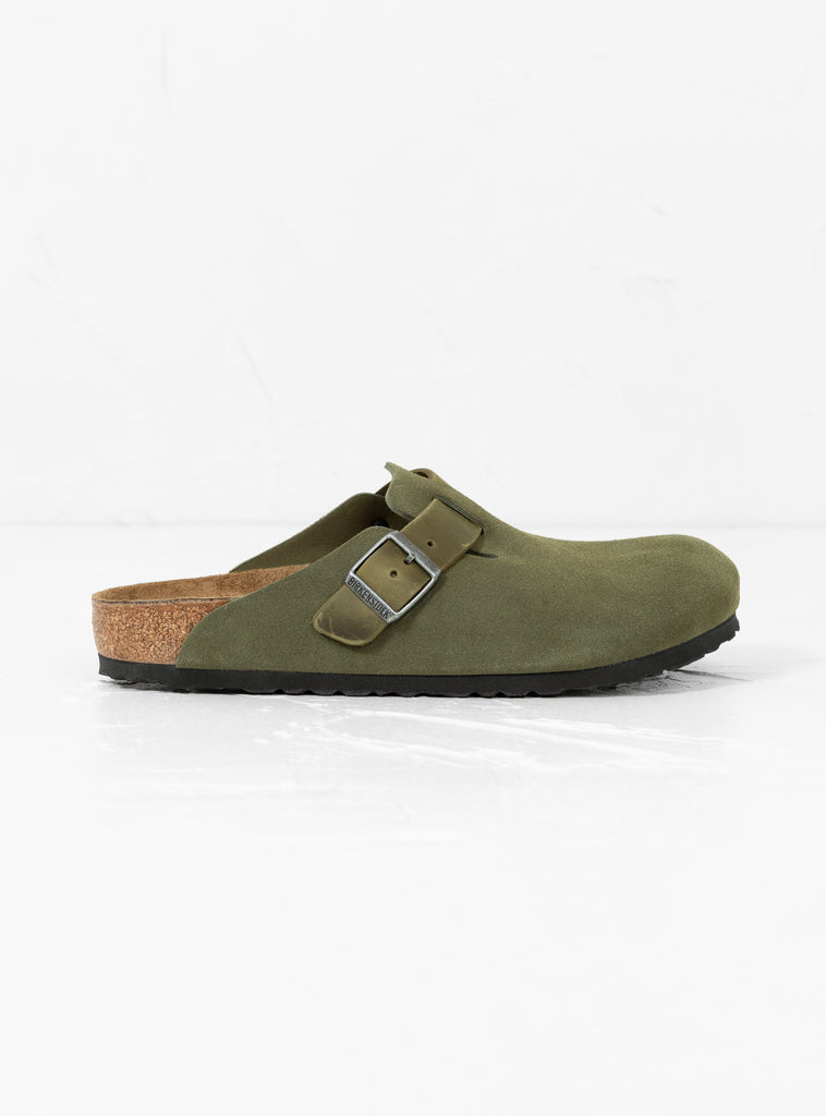 Boston Suede & Oiled Leather Sandal Thyme side shoe 
