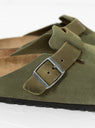 Boston Suede & Oiled Leather Sandal Thyme close up 