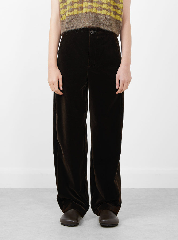 Celestin Trousers Marron Velvet by Soeur at Couverture and The Garbstore