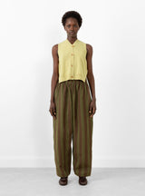 Irish Striped Linen Luna Trouser Forest/Chocolate Cawley at Couverture and The Garbstore on model