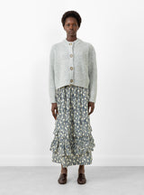 Ikat Silk Flower Betsy Skirt Ink/Ecru by Cawley at Couverture and The Garbstore front profile