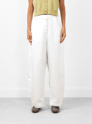 Satin Curved Pants White by Cordera at Couverture and The Garbstore 