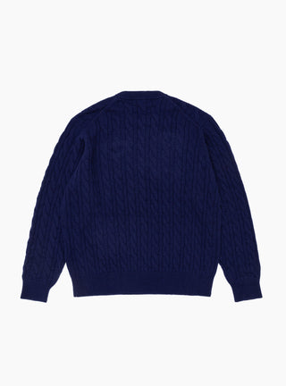 Cable Knit Pullover Navy by TOGA VIRILIS at Couverture and The Garbstore reverse shot 