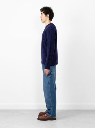 Cable Knit Pullover Navy by TOGA VIRILIS at Couverture and The Garbstore side profile 