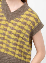 Jamie Vest Alpaca Blend Yellow by Rejina Pyo at Couverture and The Garbstore close up