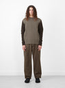 Relax Rib Knit Jumper Stone & Cold Brown by foret at Couverture and The Garbstore on model