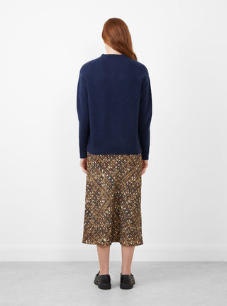 Nimbus Cropped Crew Neck Jumper Navy by Himalayan Cashmere at Couverture and The Garbstore rear profile