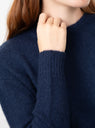 Nimbus Cropped Crew Neck Jumper Navy by Himalayan Cashmere at Couverture and The Garbstore close up