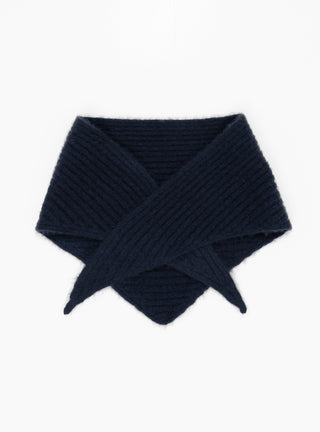 x Couverture Nimbus Ribbed Triangle Scarf Navy by Himalayan Cashmere at Couverture and The Garbstore 