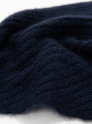 x Couverture Nimbus Ribbed Triangle Scarf Navy by Himalayan Cashmere at Couverture and The Garbstore close up 