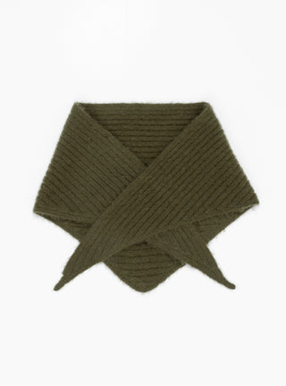 x Couverture Nimbus Ribbed Triangle Scarf Duffle Bag Green by Himalayan Cashmere at Couverture and The Garbstore 