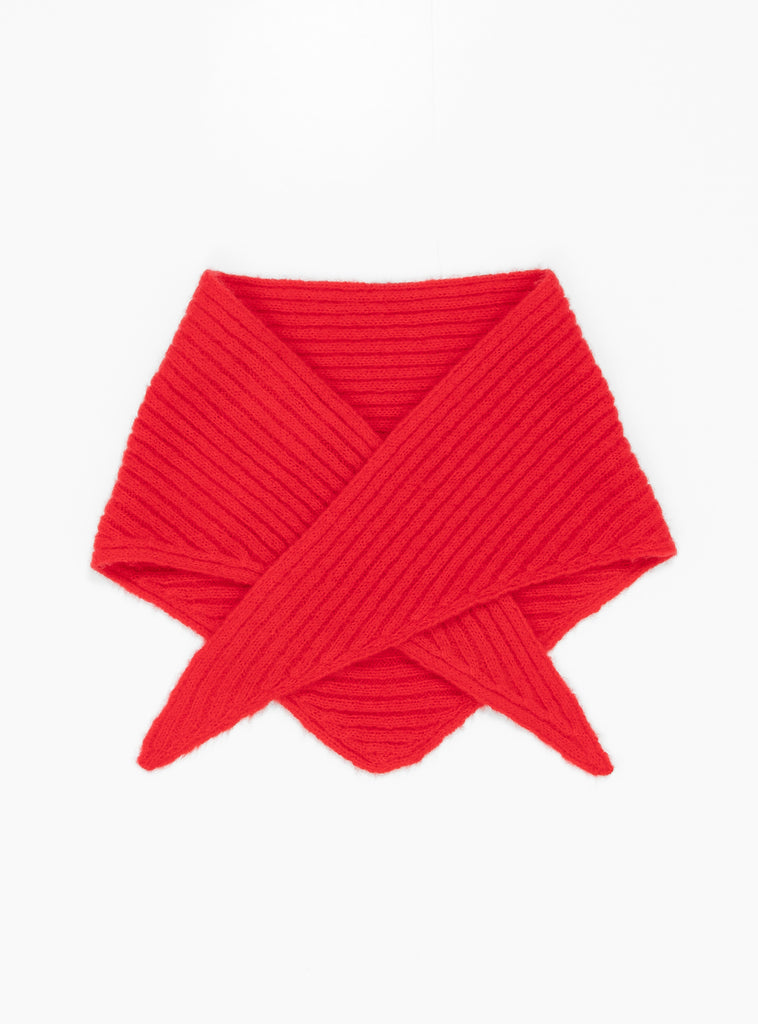 x Couverture Nimbus Ribbed Triangle Scarf Postbox Red by Himalayan Cashmere at Couverture and The Garbstore 