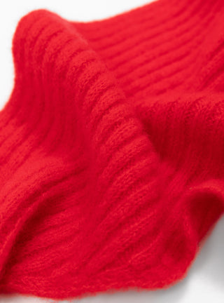 x Couverture Nimbus Ribbed Triangle Scarf Postbox Red by Himalayan Cashmere at Couverture and The Garbstore close up 