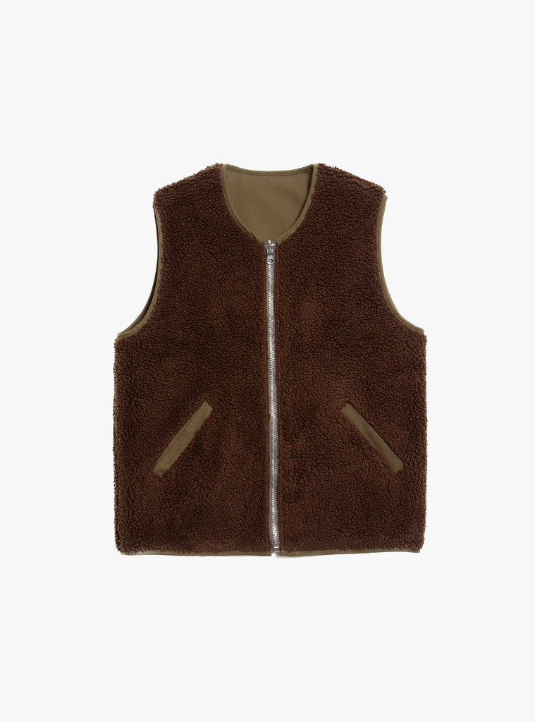 Reversible Canvas Wyatt Waistcoat Olive by YMC at Couverture and The Garbstore 