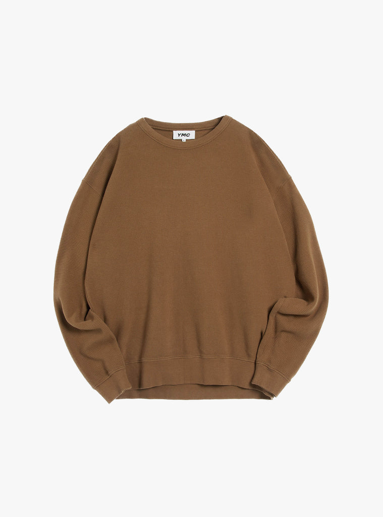Brushed Waffle Zephyr Sweatshirt Olive by YMC at Couverture and The Garbstore 