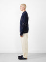 Undertones Boxy Crew Knit Navy by YMC at Couverture and The Garbstore on model side profile